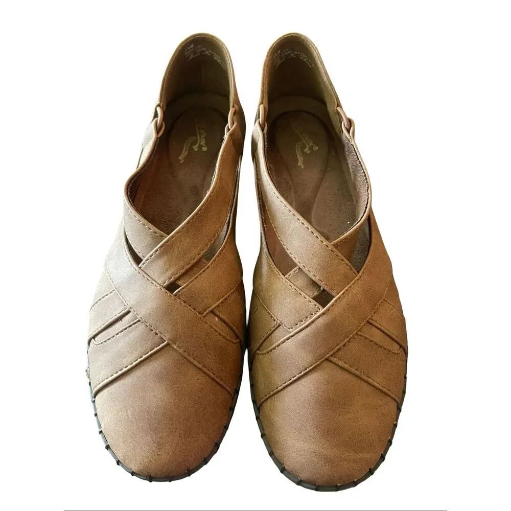 New Easy Street Womens Tan Flexible Comfort Wave Slip-On Ortega Shoes Size 7.5M